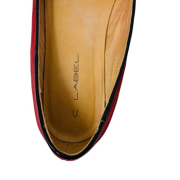 C Label Cat Face Loafer Flats Burgundy Red Faux Suede Women's Shoes 9 - Picture 8 of 13